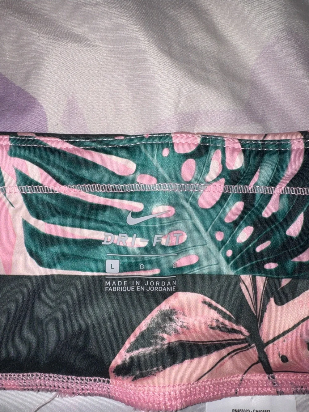 Nike Pink and Green Tropical Leaf Leggings